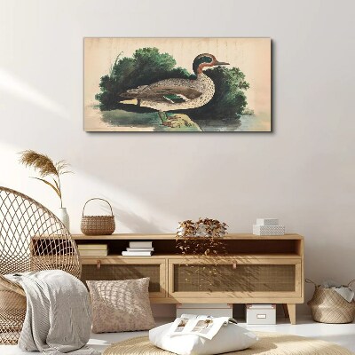 Tablou canvas O rață înconjurată de verdeață