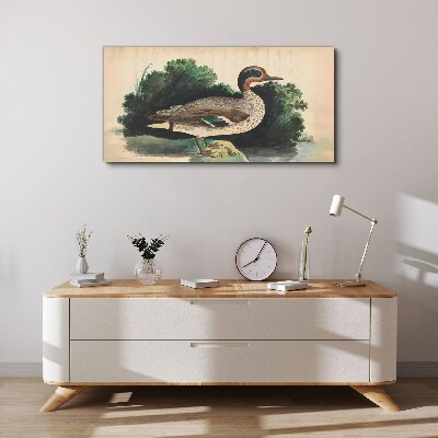 Tablou canvas O rață înconjurată de verdeață