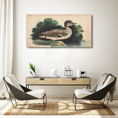 Tablou canvas O rață înconjurată de verdeață