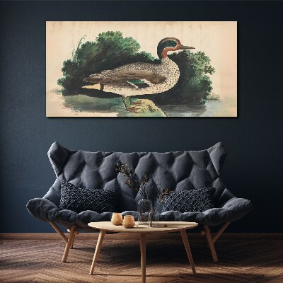 Tablou canvas O rață înconjurată de verdeață
