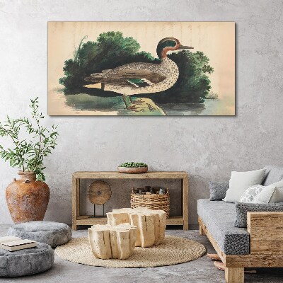 Tablou canvas O rață înconjurată de verdeață