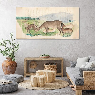 Tablou canvas Peisaj liniștit cu căprioare