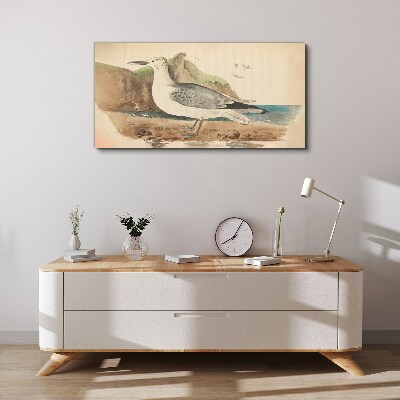 Tablou canvas Pasăre de mare pe plajă