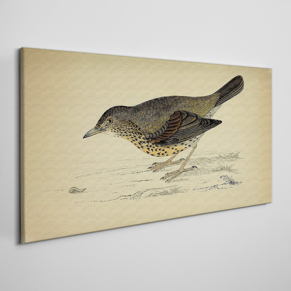 Tablou canvas Pasăre pe fond bej
