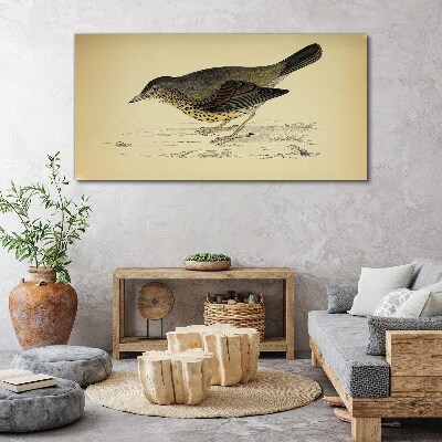 Tablou canvas Pasăre pe fond bej