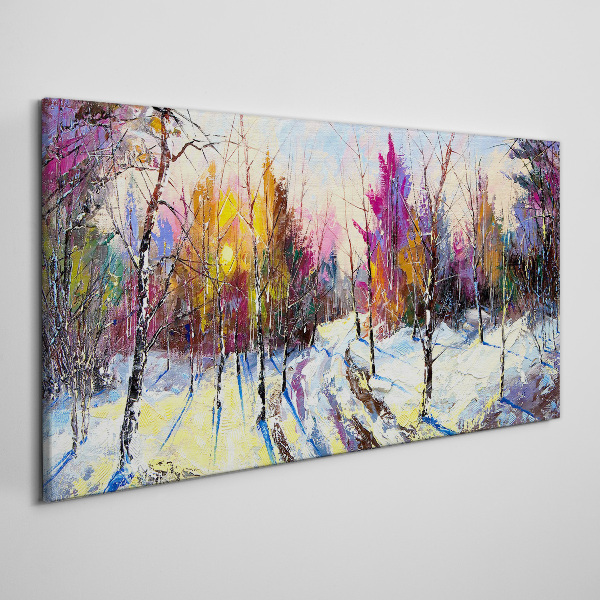Tablou canvas Peisaj de iarnă în culorile apusului