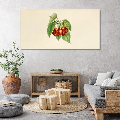Tablou canvas Cireșe roșii pe fond pastel