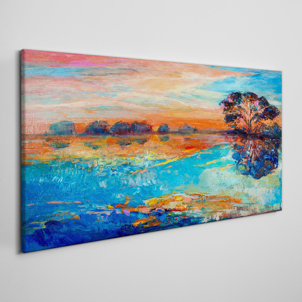 Tablou canvas Apus peste lac