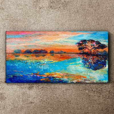 Tablou canvas Apus peste lac