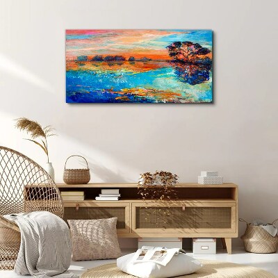 Tablou canvas Apus peste lac