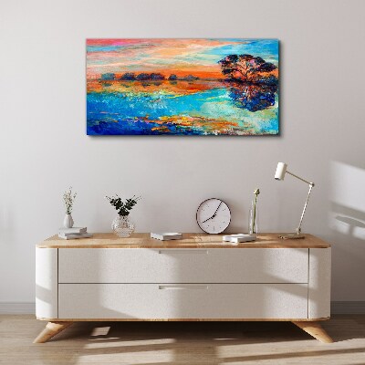 Tablou canvas Apus peste lac