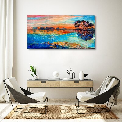 Tablou canvas Apus peste lac