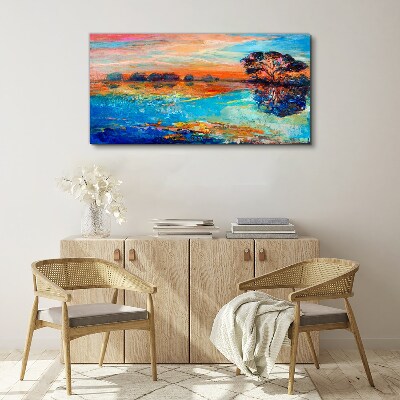 Tablou canvas Apus peste lac