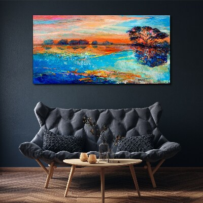 Tablou canvas Apus peste lac