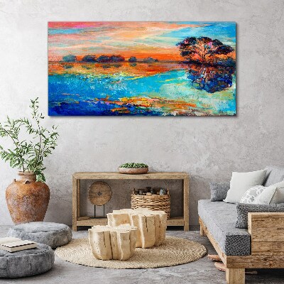 Tablou canvas Apus peste lac