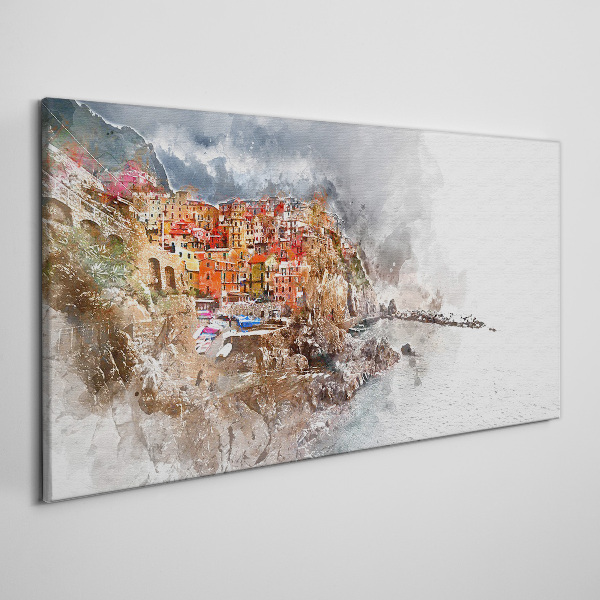 Tablou canvas Un oraș plin de culoare pe malul mării