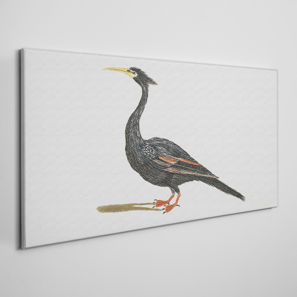Tablou canvas Pasăre neagră pe fundal alb