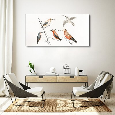 Tablou canvas Păsări colorate pe o ramură