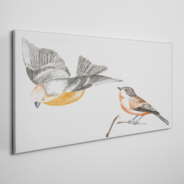 Tablou canvas Păsări în zbor și pe o ramură