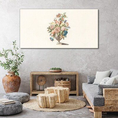 Tablou canvas Vaza cu flori in culori pastelate