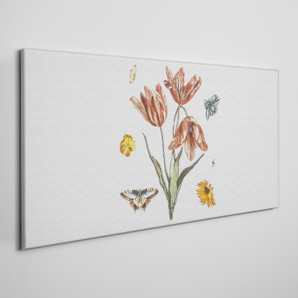 Tablou canvas Flori și fluturi în armonie