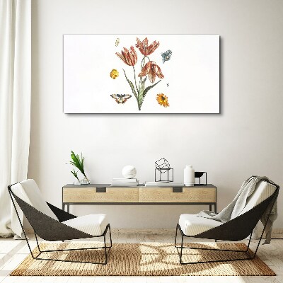 Tablou canvas Flori și fluturi în armonie