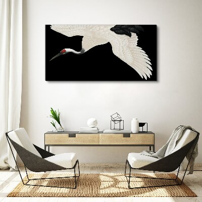 Tablou canvas Eleganța siluetei macaralei albe