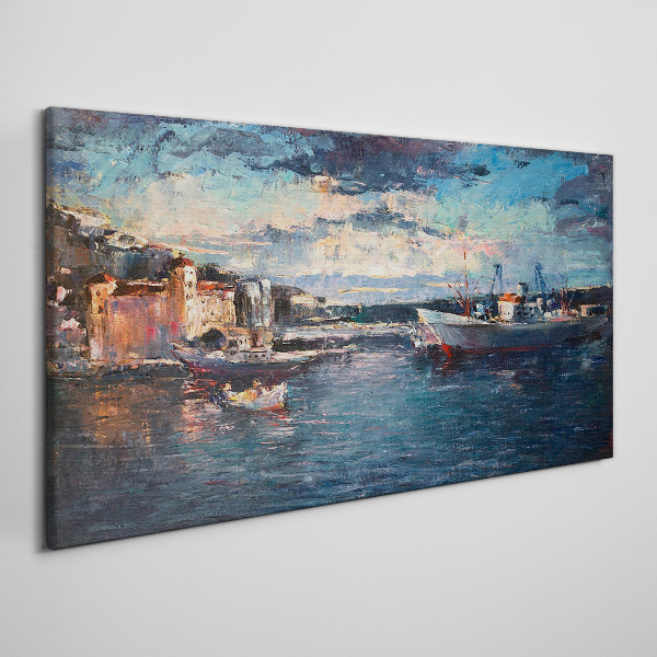 Tablou canvas Peisaj portuar la amurg