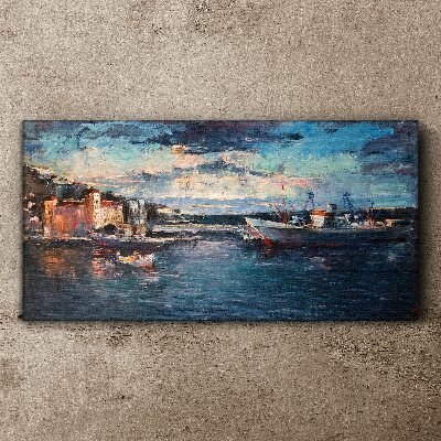 Tablou canvas Peisaj portuar la amurg
