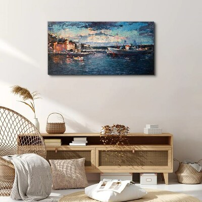 Tablou canvas Peisaj portuar la amurg