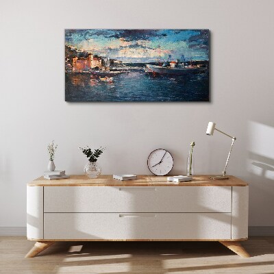 Tablou canvas Peisaj portuar la amurg