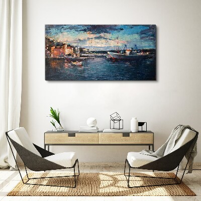Tablou canvas Peisaj portuar la amurg