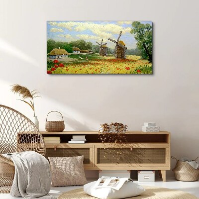 Tablou canvas Peisaj rural cu mori de vânt