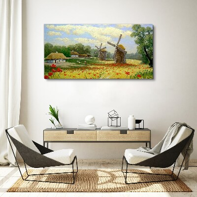 Tablou canvas Peisaj rural cu mori de vânt