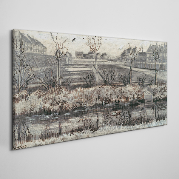 Tablou canvas Vedere asupra satului iarna
