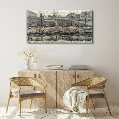 Tablou canvas Vedere asupra satului iarna