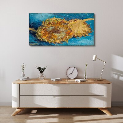 Tablou canvas Floarea soarelui pe fond albastru