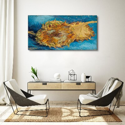 Tablou canvas Floarea soarelui pe fond albastru