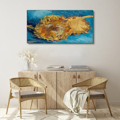 Tablou canvas Floarea soarelui pe fond albastru