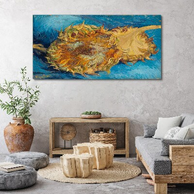 Tablou canvas Floarea soarelui pe fond albastru