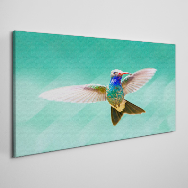 Tablou canvas Pasăre colibri pe fundal albastru