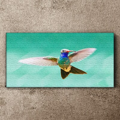 Tablou canvas Pasăre colibri pe fundal albastru