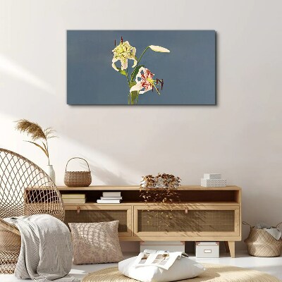 Tablou canvas Flori pe fond albastru