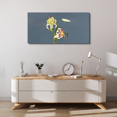 Tablou canvas Flori pe fond albastru