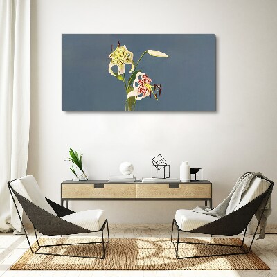 Tablou canvas Flori pe fond albastru