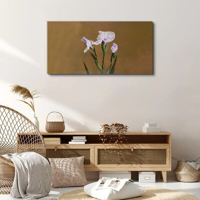 Tablou canvas Flori de iris pe fond maro
