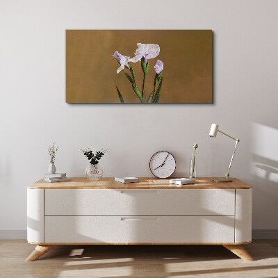 Tablou canvas Flori de iris pe fond maro