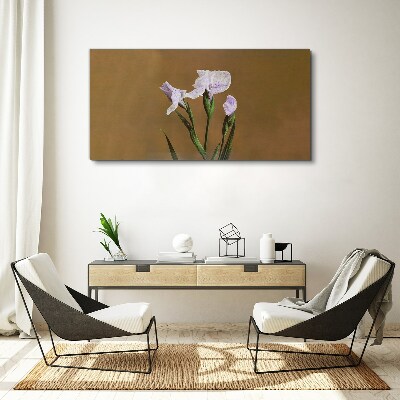 Tablou canvas Flori de iris pe fond maro