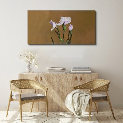 Tablou canvas Flori de iris pe fond maro