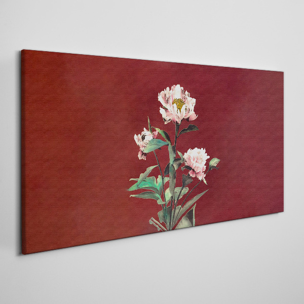 Tablou canvas Flori pe fond roșu